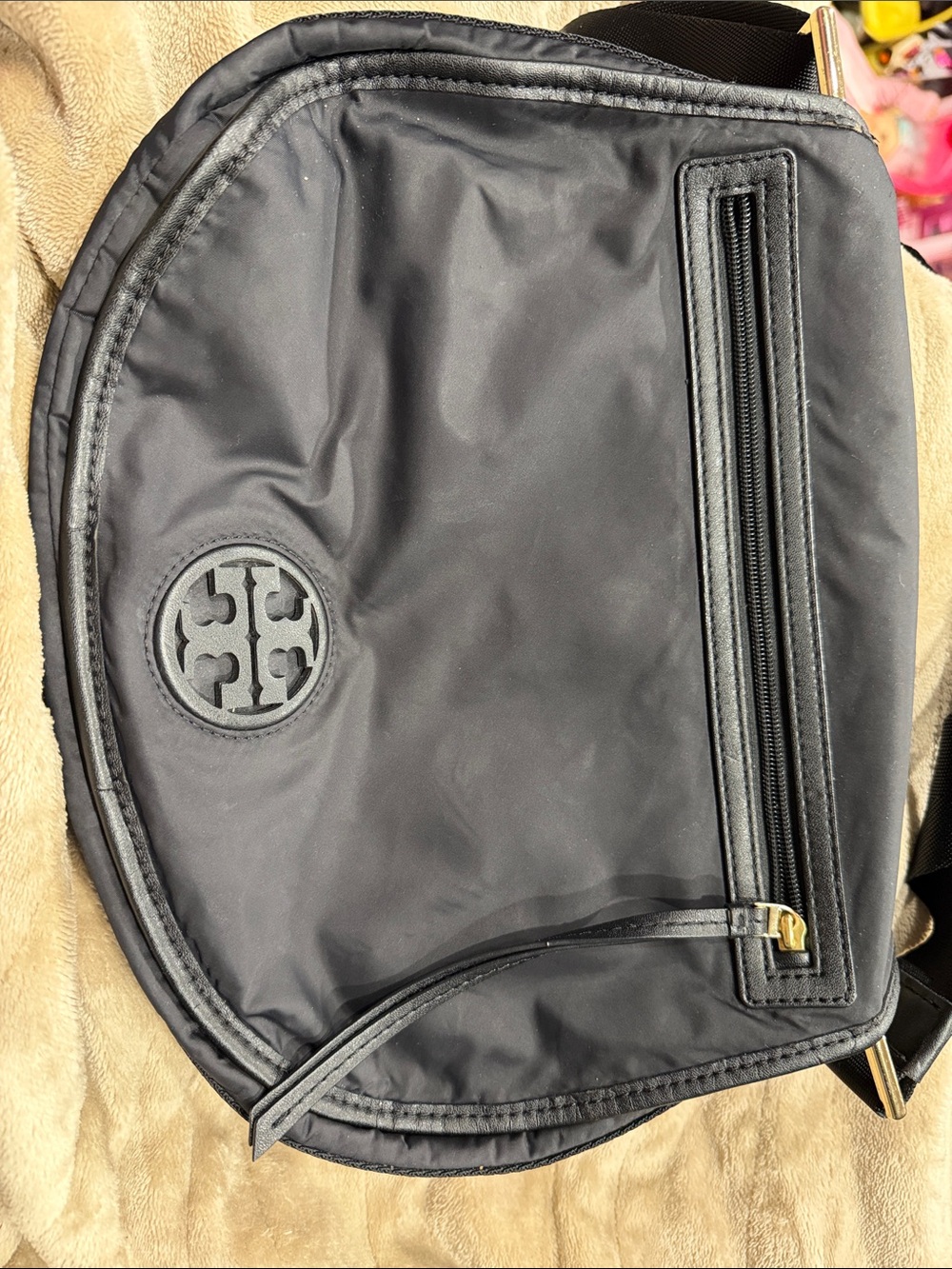 Tory Burch Black Nylon Messenger Crossbody